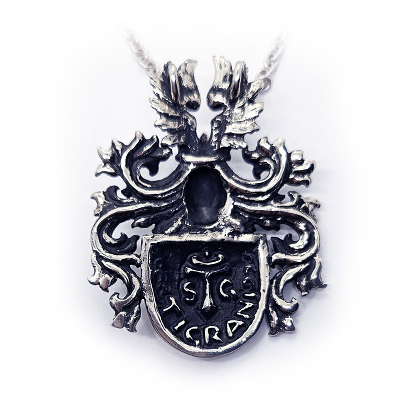Middle Age Heraldry with Bronze Lion Sterling Silver Necklace