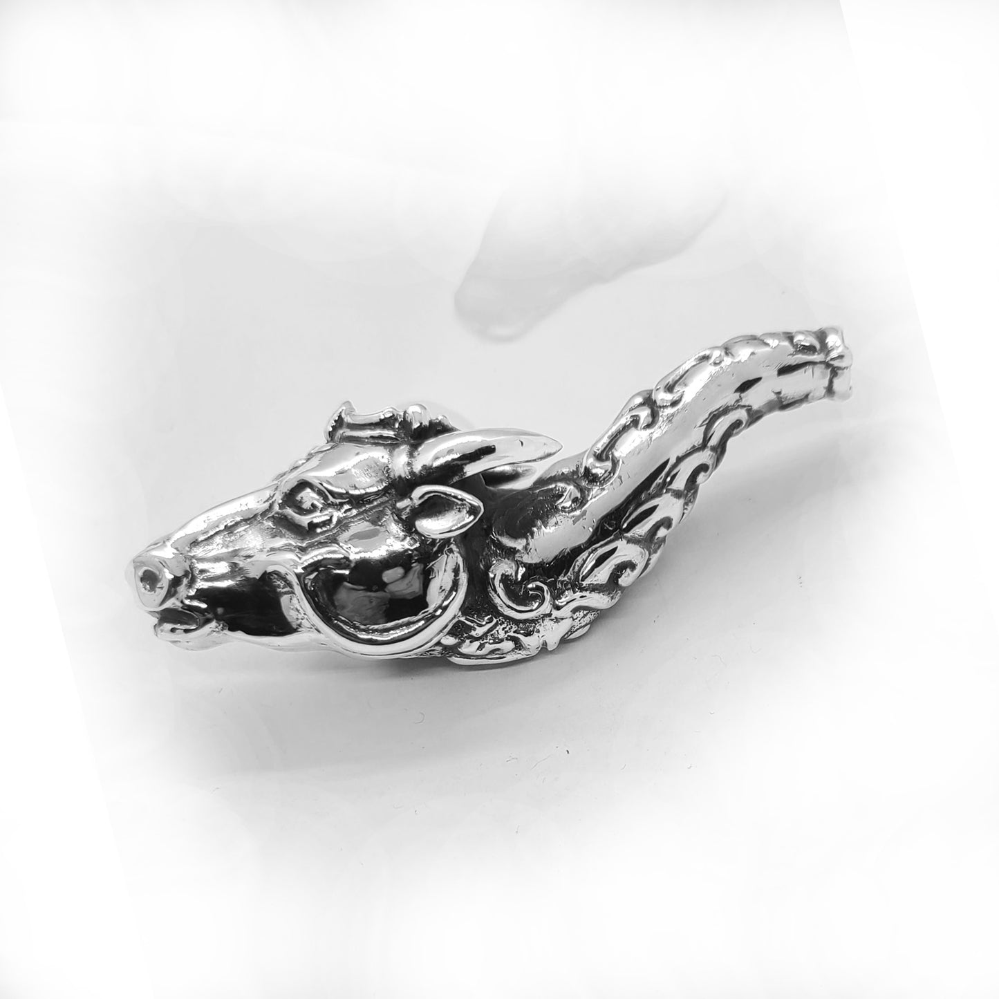 Ox Head Unique Smoking Sterling Silver Pipe.