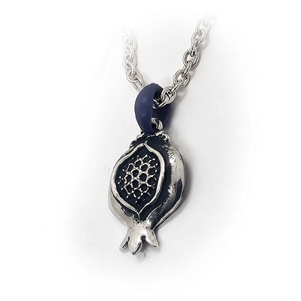 Pomegranate With Rubies Sterling Silver Pendant