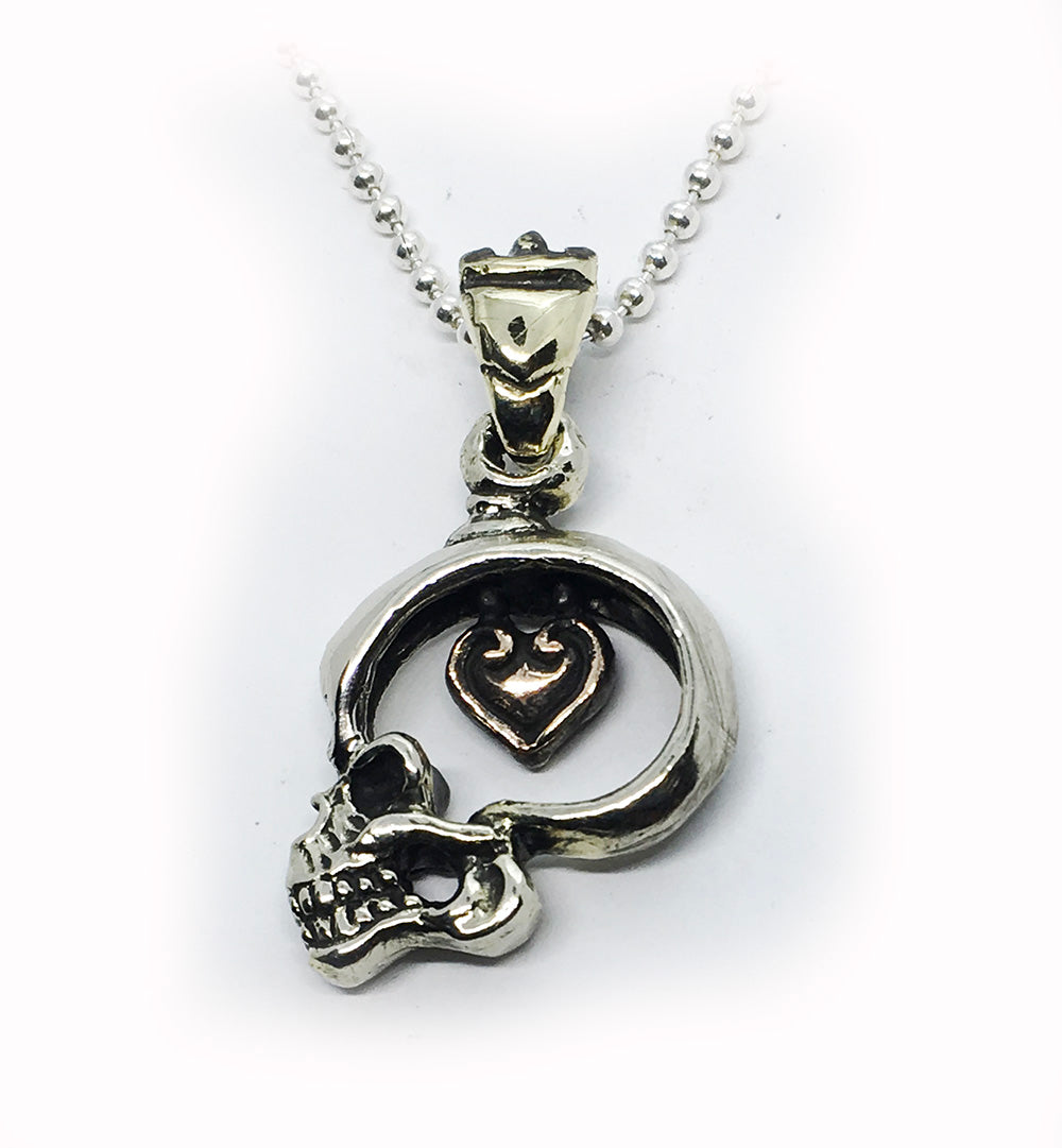Skull Brain With $ Dollar Sign Sterling Silver Pendant