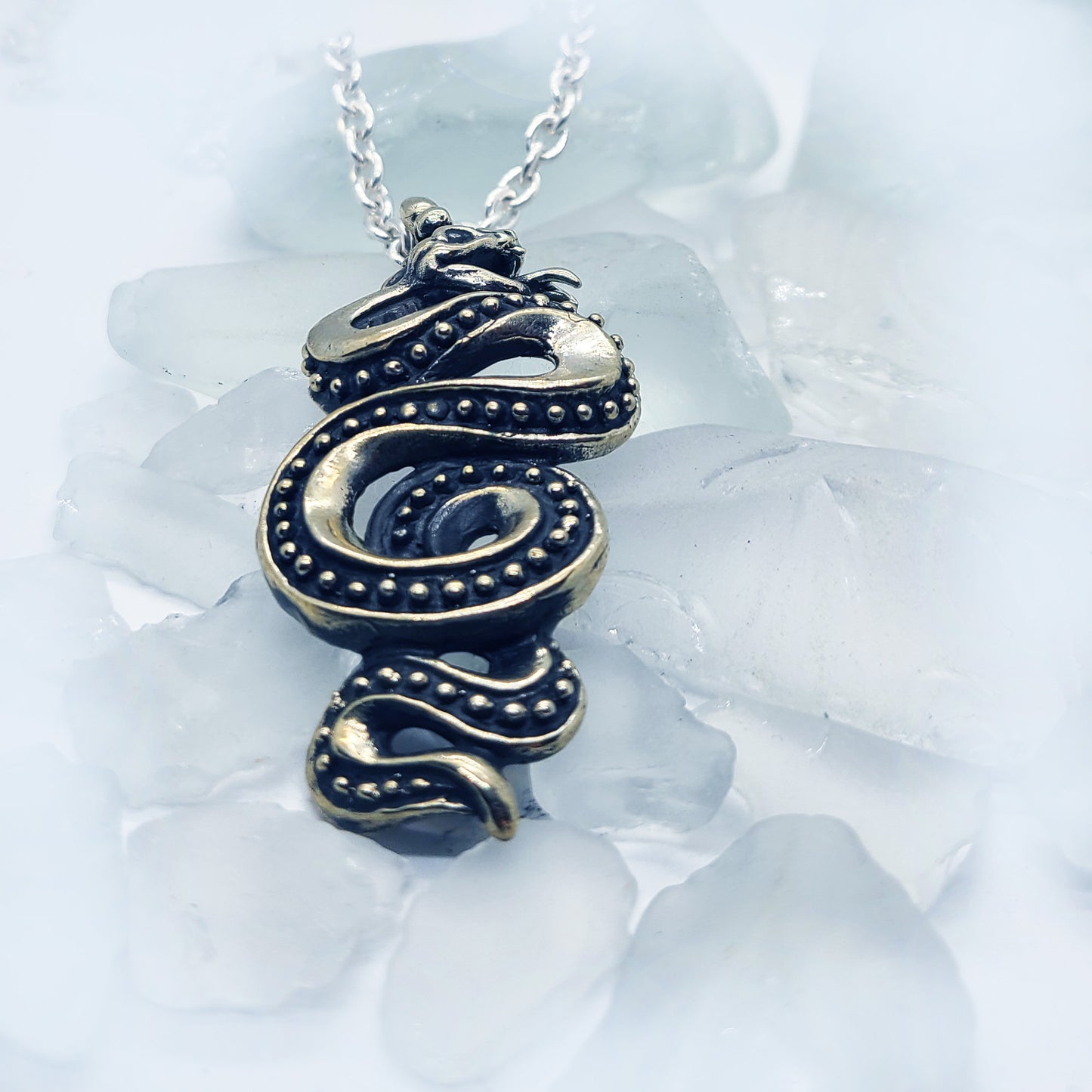 Snake Slithering Sterling Silver Pendant