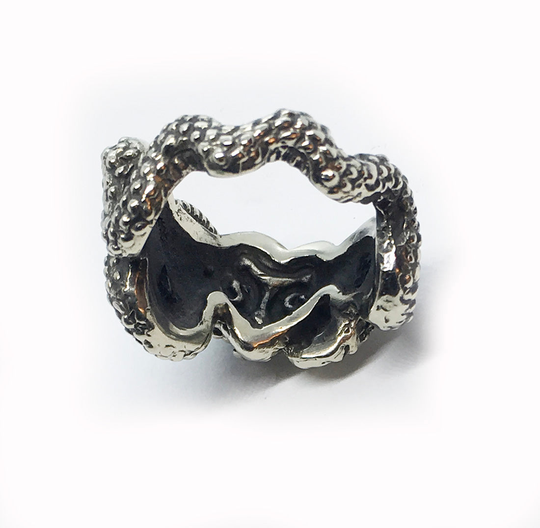 Snake With Heart Sterling Silver Ring