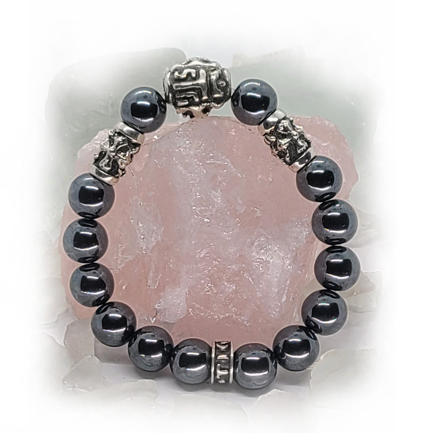 Tigran The Great and Two Crosses Silver Beads with Garnet stone Beads Bracelet