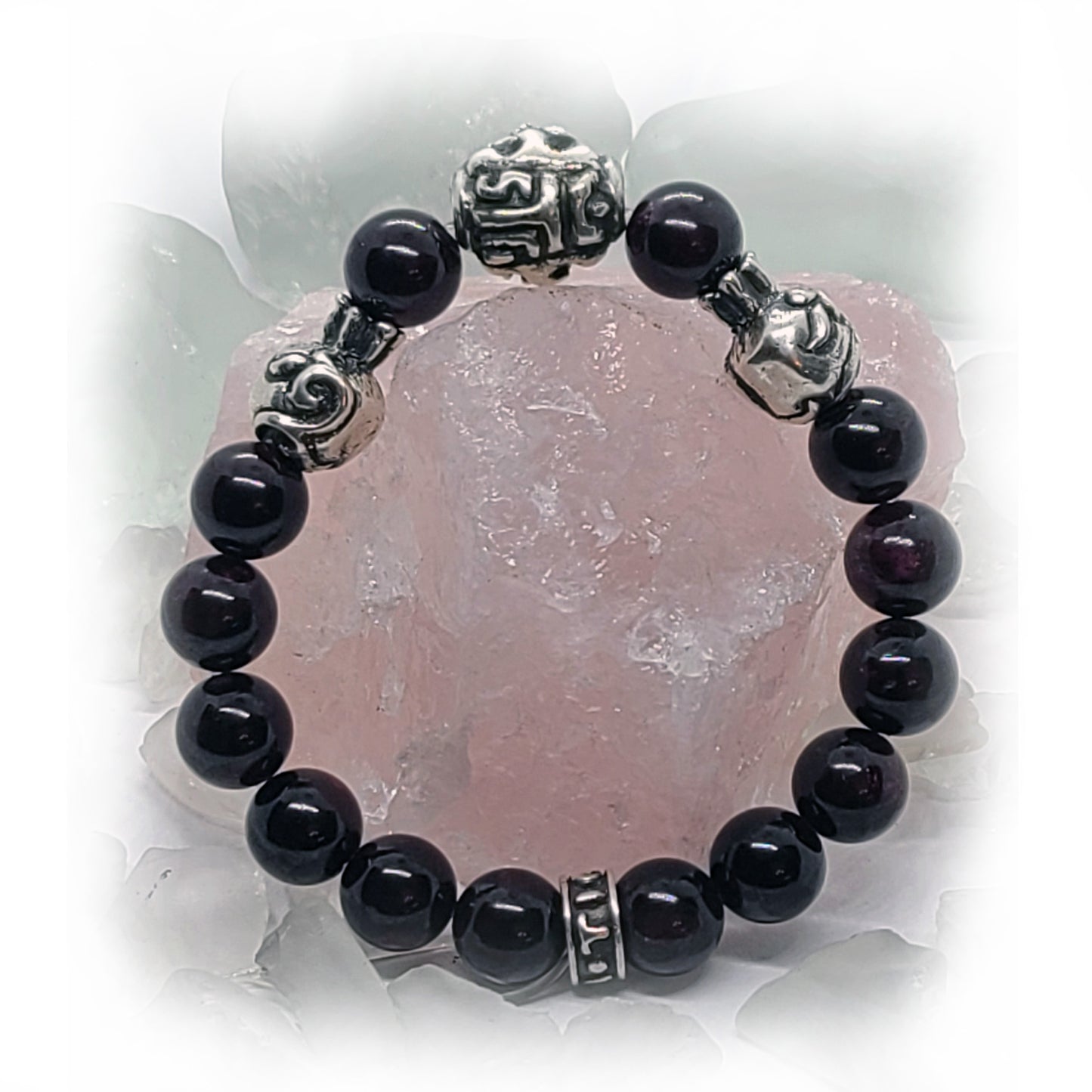 Tigran The Great and Two Pomegranates Silver Beads with Garnet stone Beads Bracelet