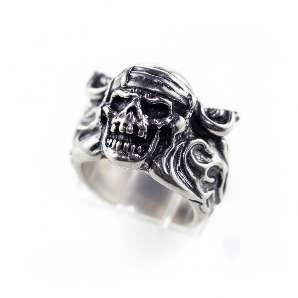 18th Century Pirate Skull Sterling Silver Ring Small Version