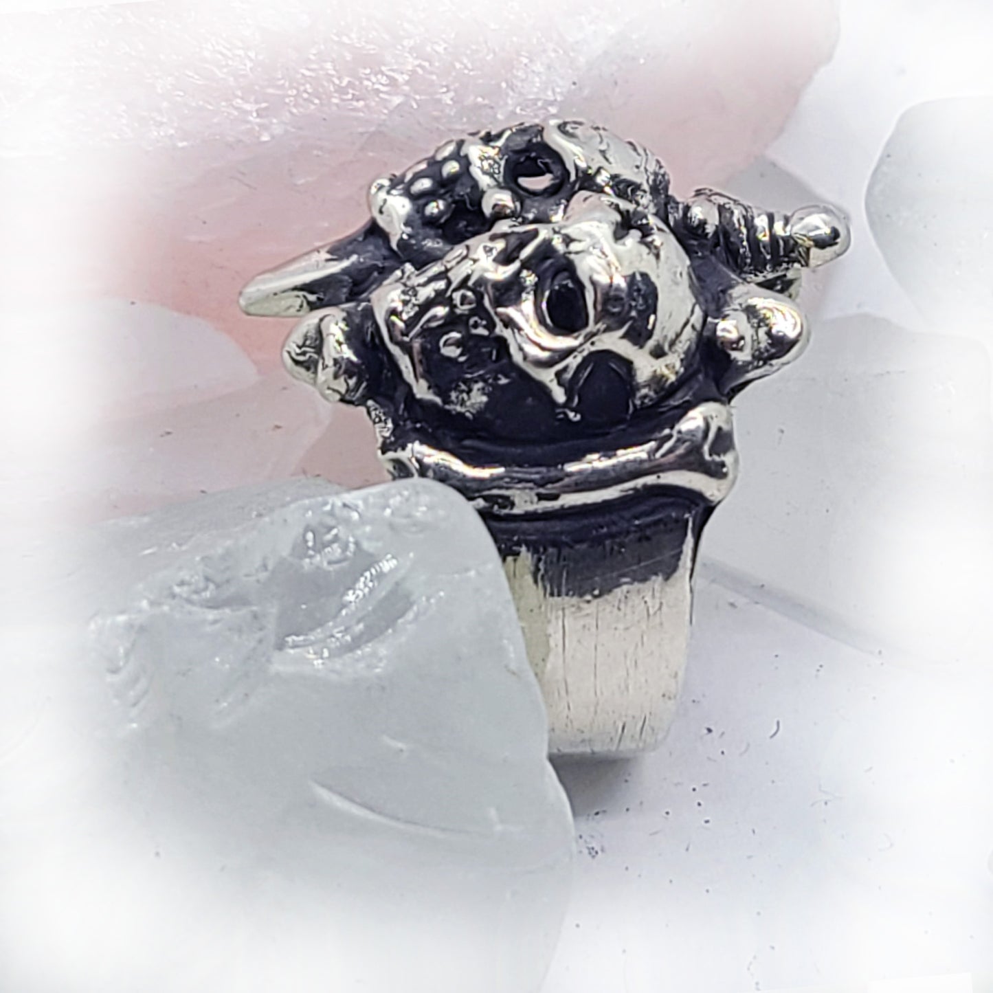 3 Skull Brothers Sterling Silver Ring with Sword