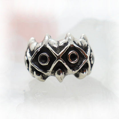 Owls Face Sterling Silver Ring