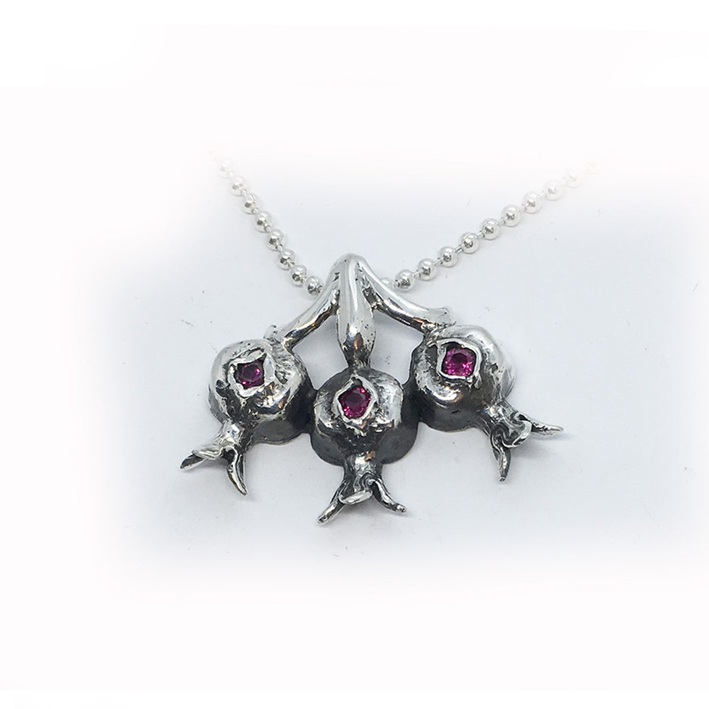 Three Pomegranate Sterling Silver Pendant