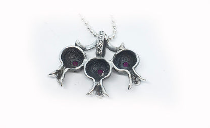 Three Pomegranate Sterling Silver Pendant