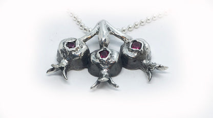 Three Pomegranate Sterling Silver Pendant