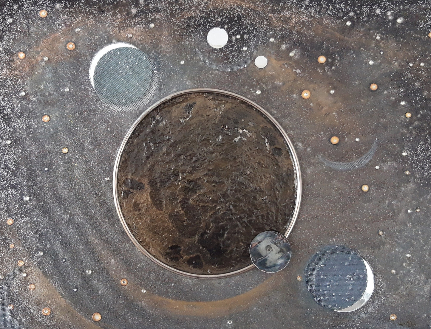 The mystery of the planet (acrylic, mixed media on canvas) 35х47cm