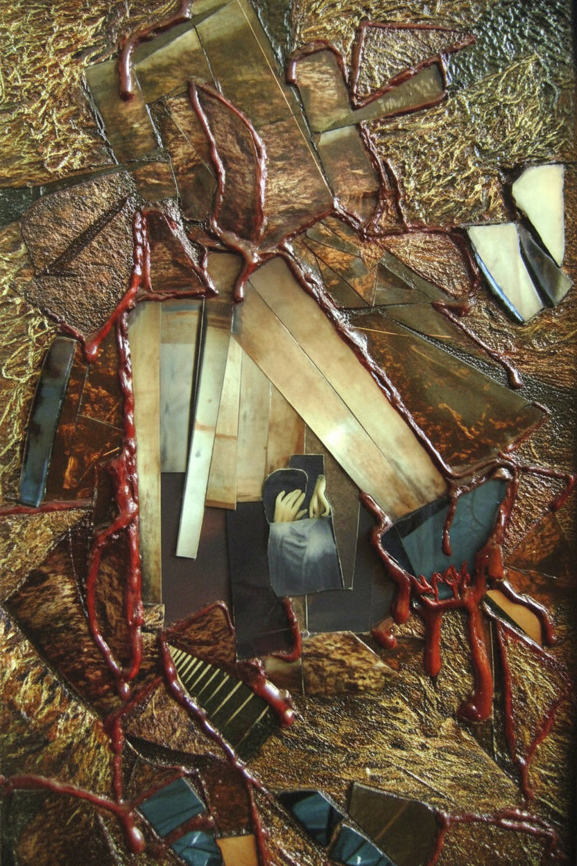 Earth groaning (oil, mixed media on canvas) 34x27cm