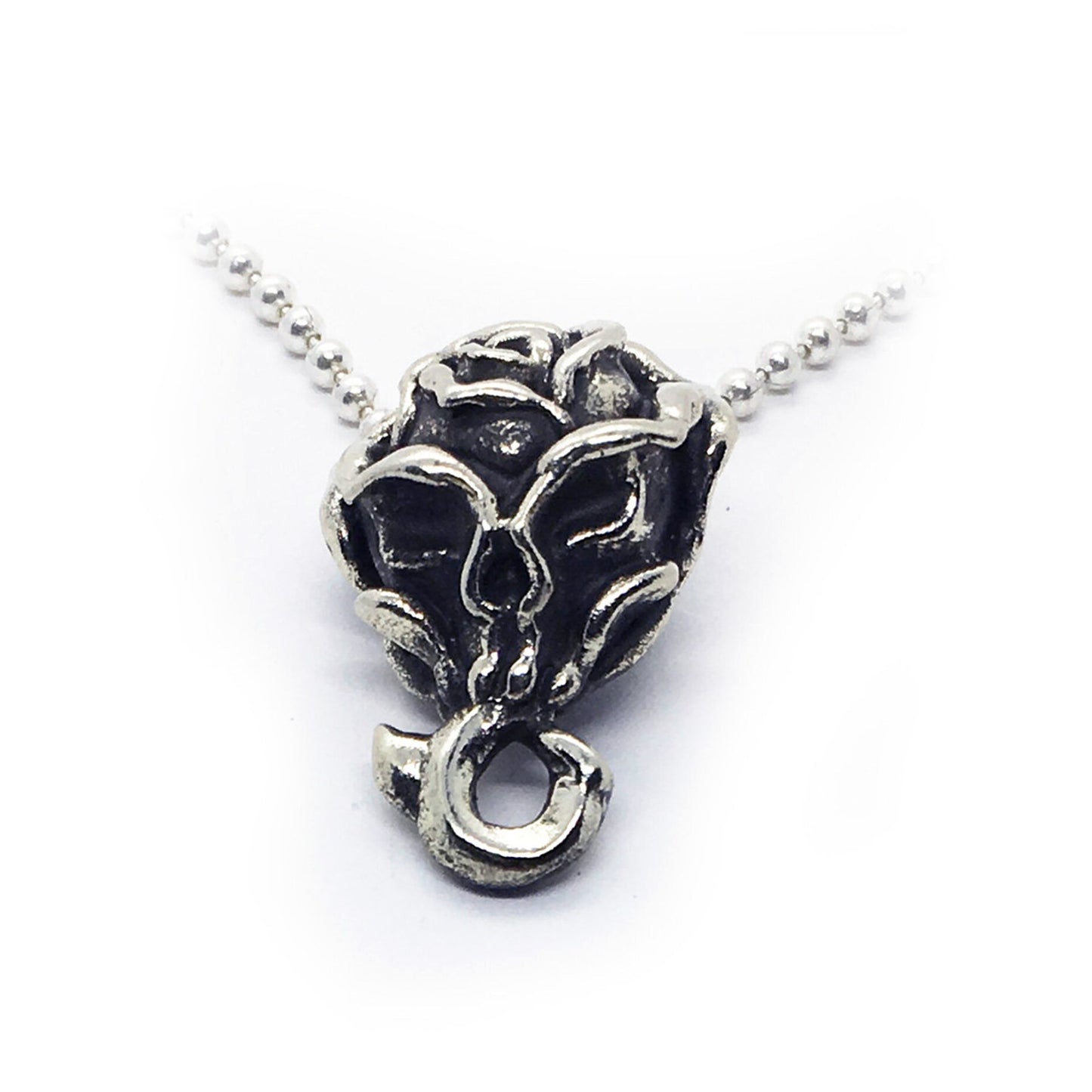 Abstract Skull blended with Rose Sterling Silver Pendant