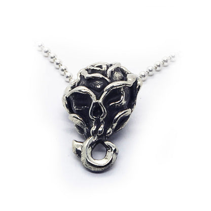 Abstract Skull blended with Rose Sterling Silver Pendant