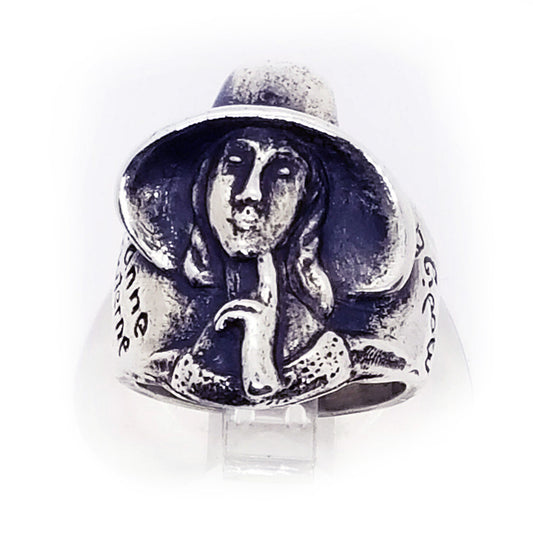 Amedeo Clemente Modigliani Italian painter impressionist silver ring -Jeanne Hebuterne in a straw Hat''