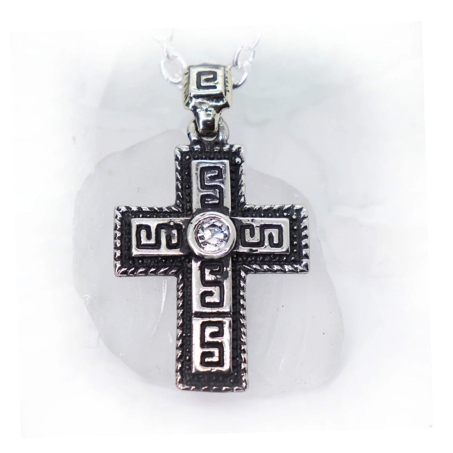 Ancient Design Cross Sterling Silver Pendant