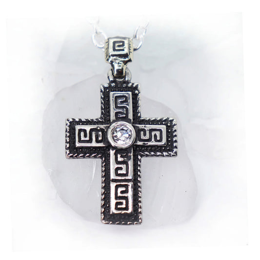 Ancient Design Cross Sterling Silver Pendant