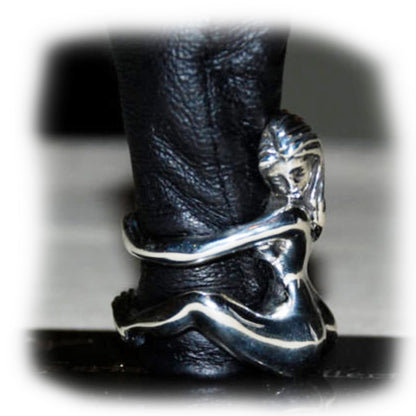 Angelic Naked Girl Sterling Silver Ring