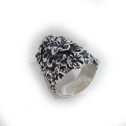 April Showers Flower Garden Love Ring with Ruby