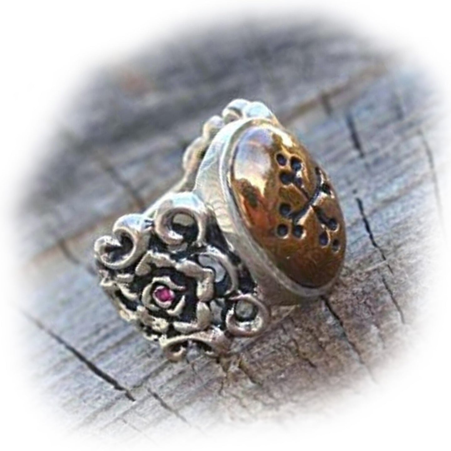IRC Silveer and bronze designed  ring