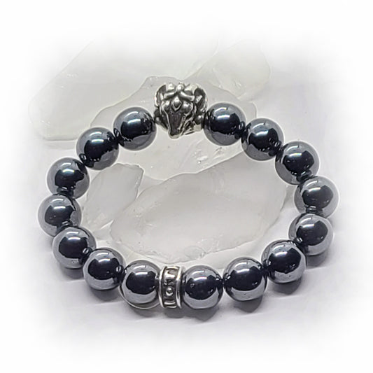 Aries Silver Bead with Hematite Stones Beads Bracelet