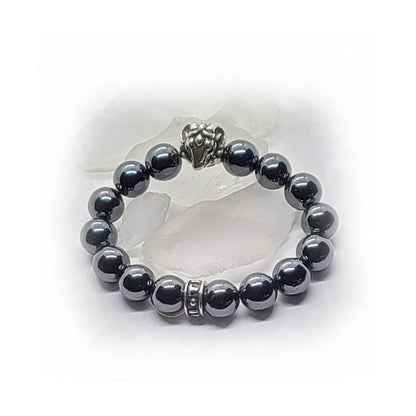 Aries Silver Bead with Hematite Stones Beads Bracelet