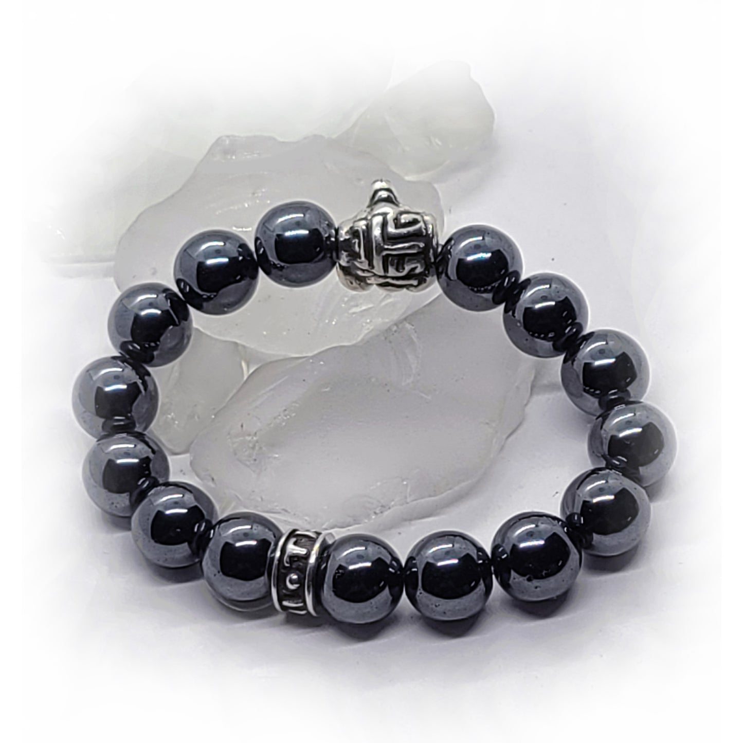 Aries Silver Bead with Hematite Stones Beads Bracelet