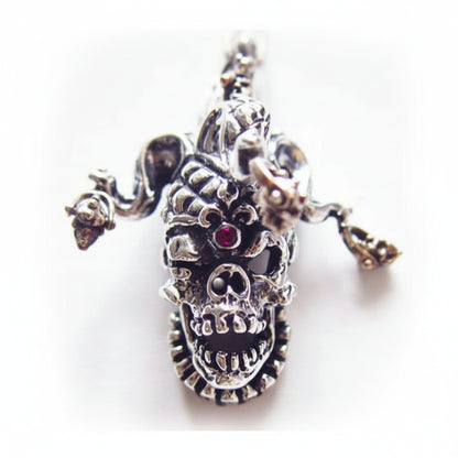 ''Arlekino'' Harlequin Skull Sterling Silver Pendant