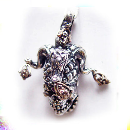''Arlekino'' Harlequin Skull Sterling Silver Pendant