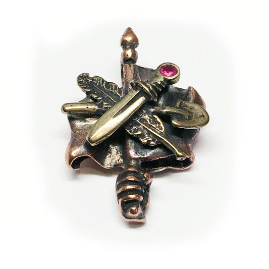 ArmRevDashnak Bronze Pendant with red stone V1