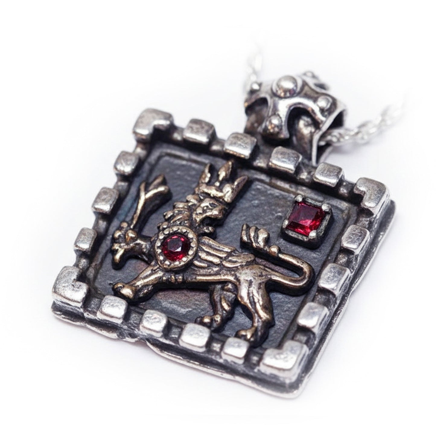 Armenian Kingdom Silver Pendant with Red Stones.