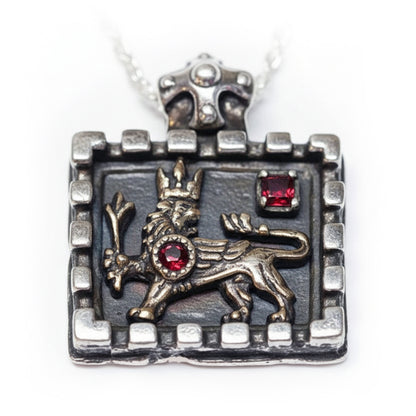 Armenian Kingdom Silver Pendant with Red Stones.