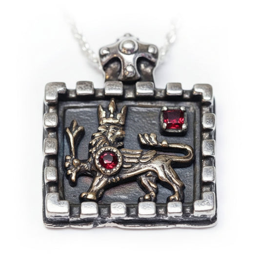 Armenian Kingdom Silver Pendant with Red Stones