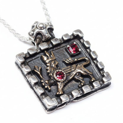 Armenian Kingdom Silver Pendant with Red Stones
