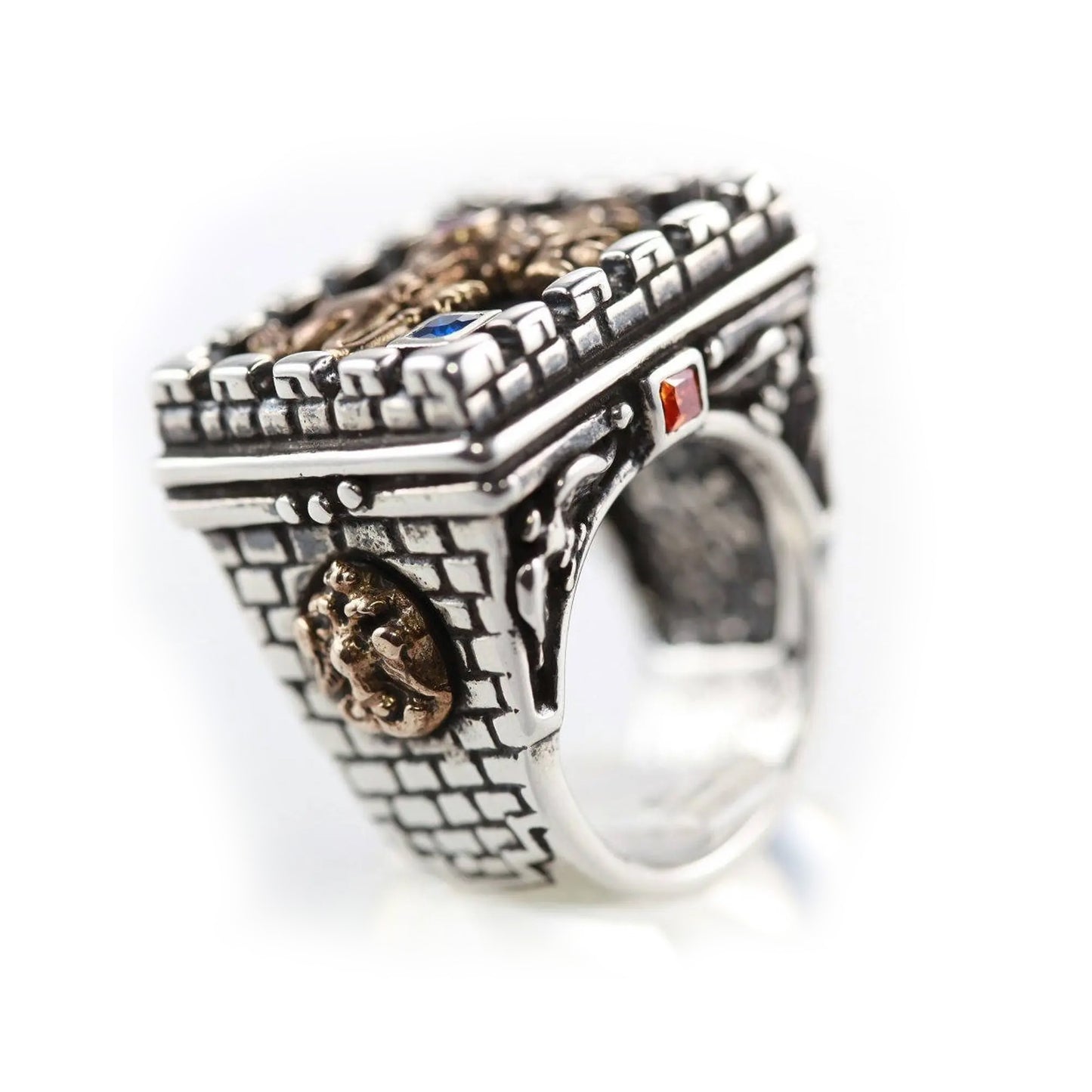 Armenian Kingdom Sterling Silver and Bronze Ring with Ruby and Saphire