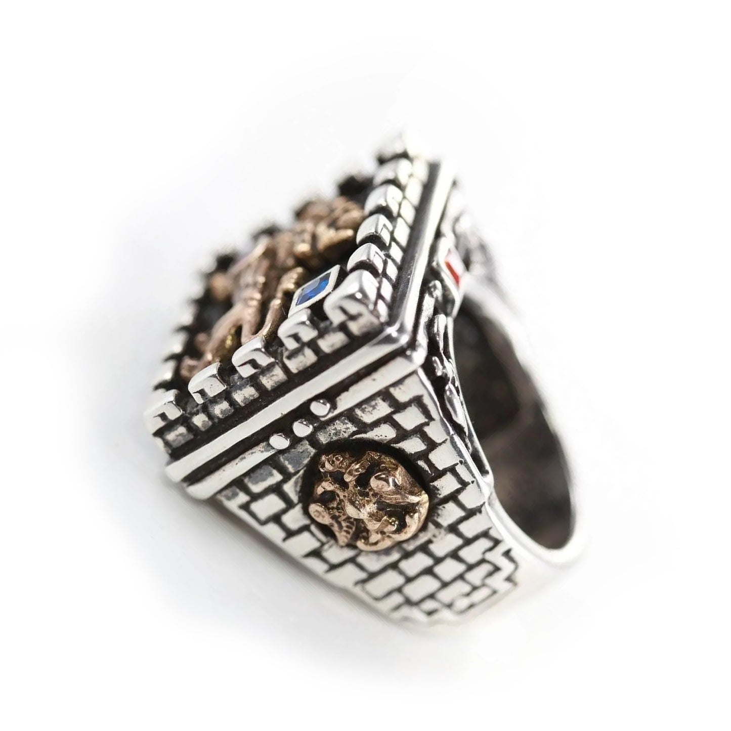 Armenian Kingdom Sterling Silver and Bronze Ring with Ruby and Saphire