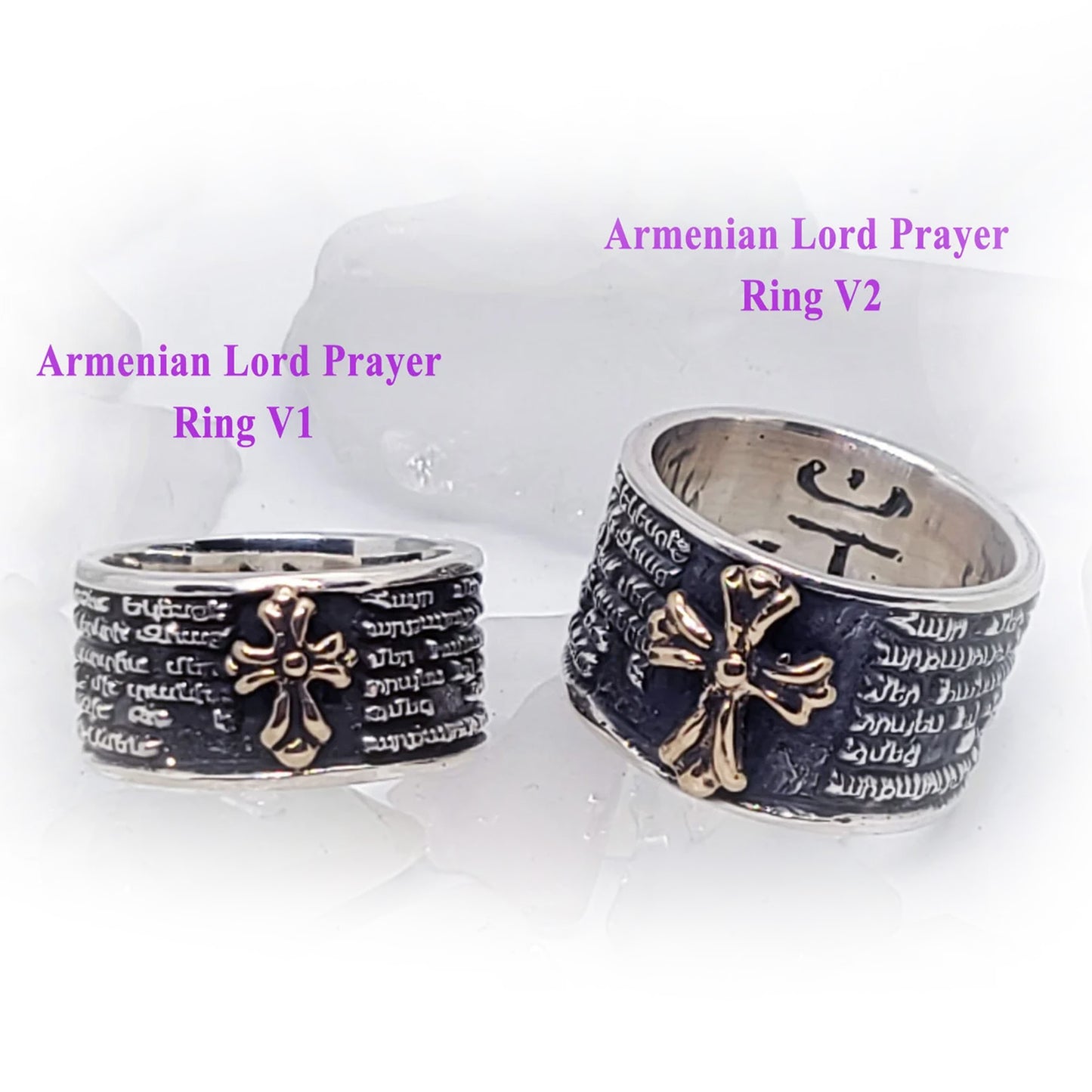 Armenian Lord Prayer Sterling Silver Ring V1 Small