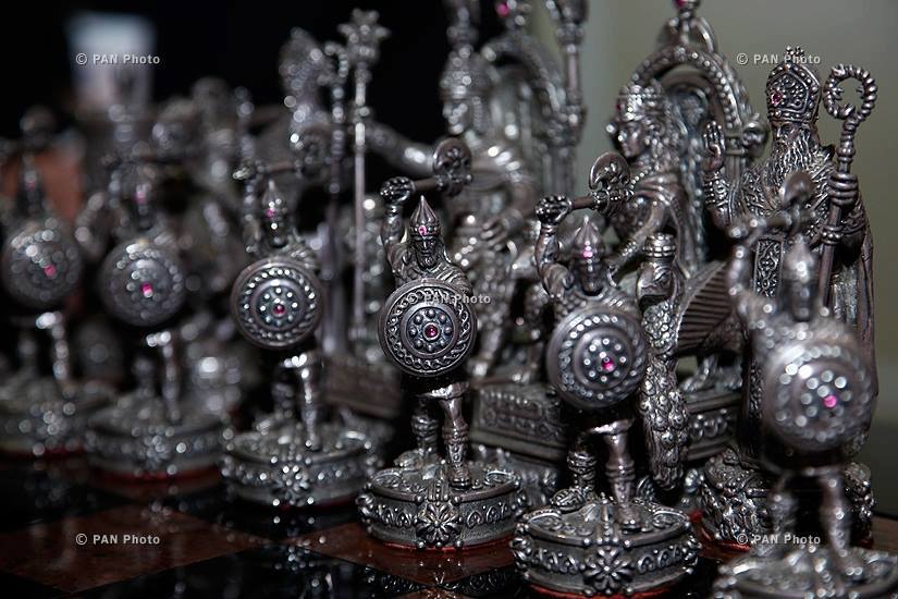 Armenian Historical Sterling Silver & Bronze Chess Set