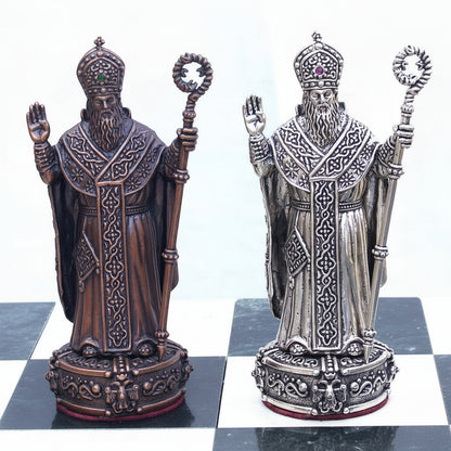 Armenian Historical Sterling Silver & Bronze Chess Set