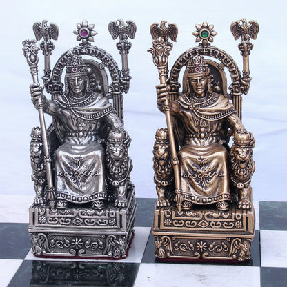 Armenian Historical Sterling Silver & Bronze Chess Set