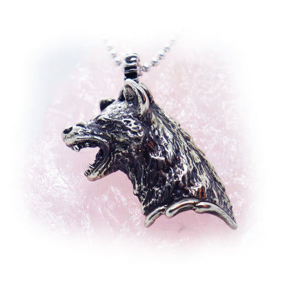 Attacking Hyena Sterling Silver Pendant