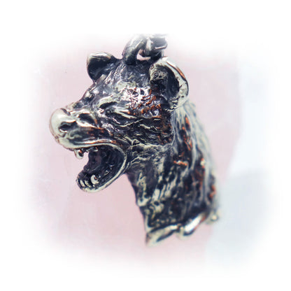 Attacking Hyena Sterling Silver Pendant