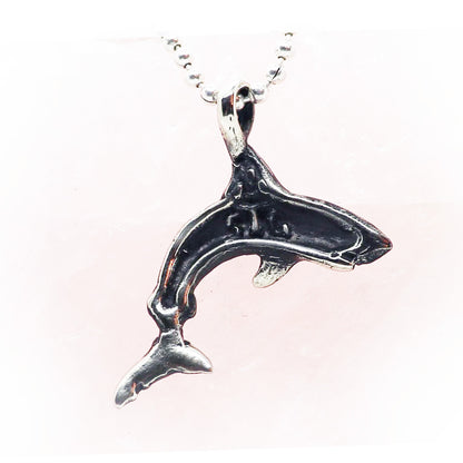 Attacking Shark Sterling Silver Pendant