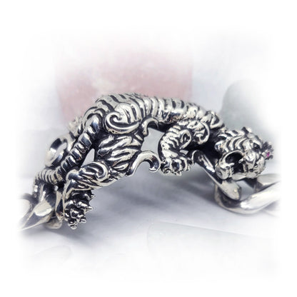 Attacking Tiger Sterling Silver Bracelet