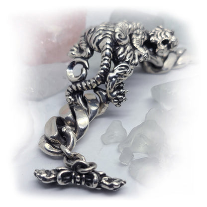 Attacking Tiger Sterling Silver Bracelet
