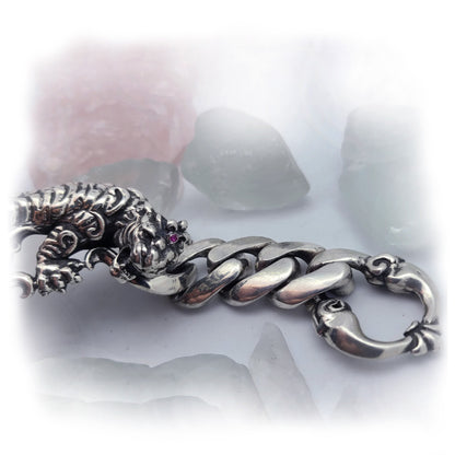 Attacking Tiger Sterling Silver Bracelet