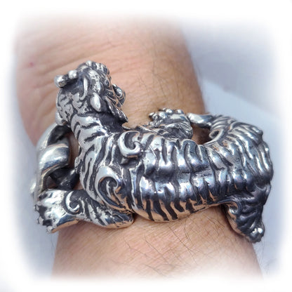 Attacking Tiger Sterling Silver Bracelet