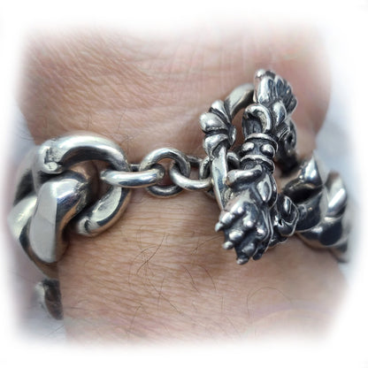 Attacking Tiger Sterling Silver Bracelet