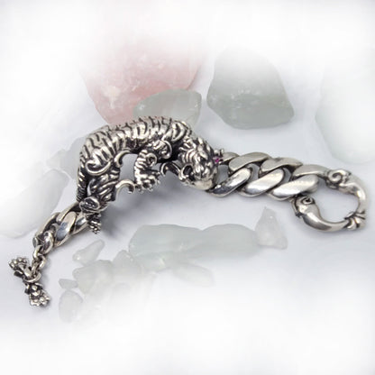 Attacking Tiger Sterling Silver Bracelet