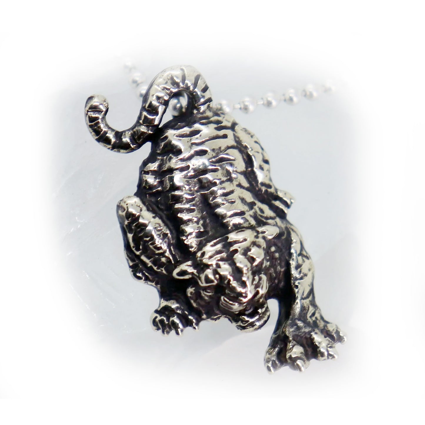 Attacking Tiger Sterling Silver Pendant